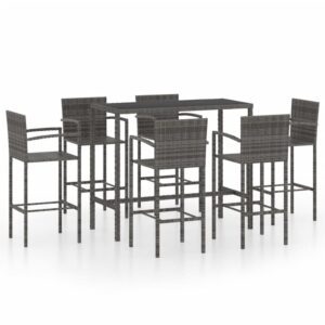 7 részes szürke polyrattan kerti bárszett