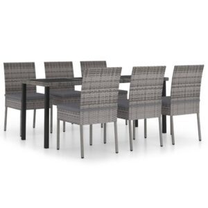 7 részes szürke polyrattan kerti étkezőgarnitúra