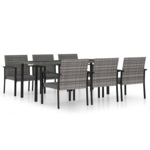 7 részes szürke polyrattan kerti étkezőgarnitúra