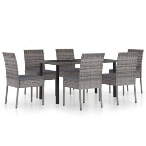 7 részes szürke polyrattan kerti étkezőgarnitúra