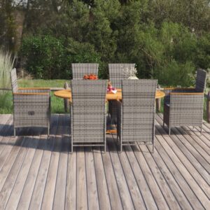 7 részes szürke polyrattan kerti étkezőgarnitúra