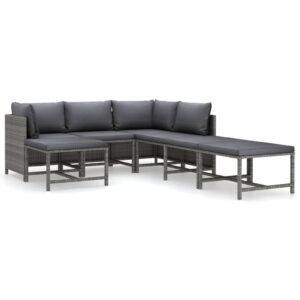 7 részes szürke polyrattan kerti ülőgarnitúra párnákkal