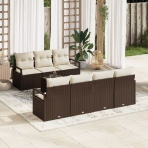 8 darabos kerti sofa szett párnákkal barna poli rattan