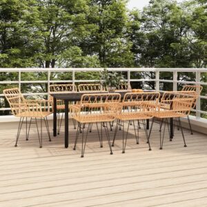 9 részes polyrattan kerti étkezőgarnitúra