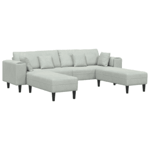 Bársony kanapé párnával párnával 3 pcs világosszürke 208 cm bársony