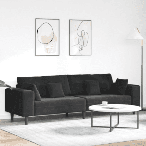 Bársony kanapé párnával párnával fekete 208 cm bársony
