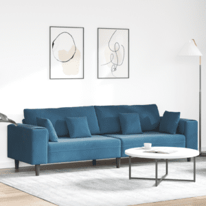 Bársony kanapé párnával párnával kék 208 cm bársony