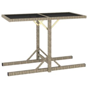 Bézs üveg és polyrattan kerti asztal 110 x 53 x 72 cm