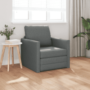 Fapadlós kanapéágy 2 az 1-ben sötét szürke 74x77x81 cm textil