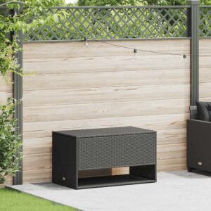 Fekete polyrattan kültéri párna doboz 100x55x55