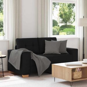 Fekete szövet loveseat kanapé 120 cm