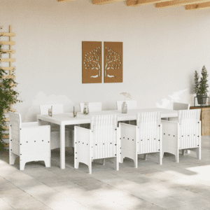 Kert asztal fehér 250x100x73 cm poly rattan