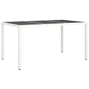 Kert étkezőasztal fehér 150x90x75 cm polirattan