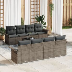 Kert kanapé szett 7 darabos szürke rattan