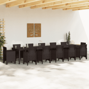 Kerti asztal barna 400x100x73 cm poli rattan