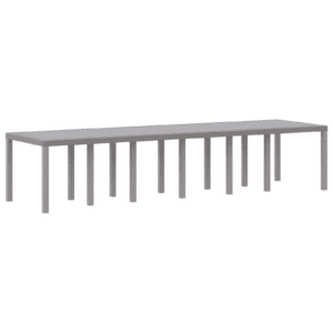 Kerti asztal világosszürke 350x100x73 cm poly rattan