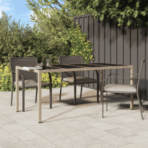 Kerti étkezőasztal bézs 190x90x75 cm polirattan