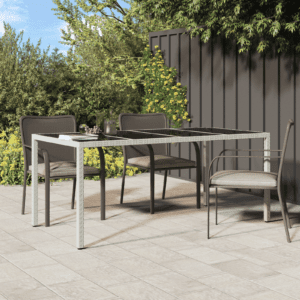 Kerti étkezőasztal fehér 190x90x75 cm polirattan