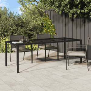 Kerti étkezőasztal fekete 250x100x75 cm poli rattan