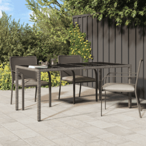 Kerti étkezőasztal szürke 190x90x75 cm polirattan