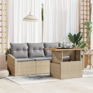 Kerti kanapé szett  5 darabos bézs rattan