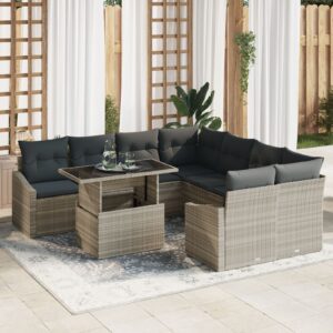 Kerti kanapé szett  9 darab bézs rattan