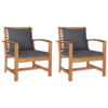 Kerti székek 2 pcs barna 60 x 65 x 76.5 cm tömör tíkfa