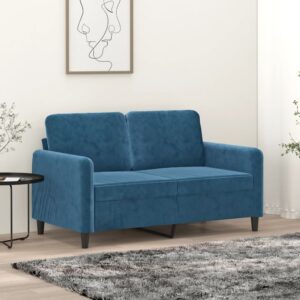 Kétszemélyes kék bársony kanapé 120 cm