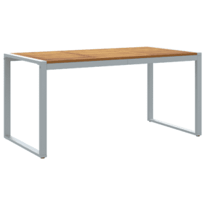 Kültéri étkezőasztal szürke 160x80x75 cm acél és tömör akácfa