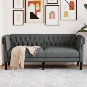 Sötétszürke 2 személyes szövet chesterfield kanapé