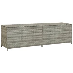 Szürke kerti polyrattan tárolóláda 200 x 50 x 60 cm