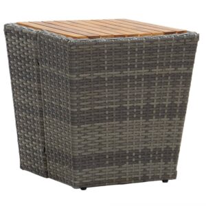 Szürke polyrattan és tömör akácfa teázóasztal 41