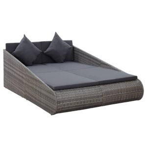 Szürke polyrattan kerti ágy 200 x 139 cm