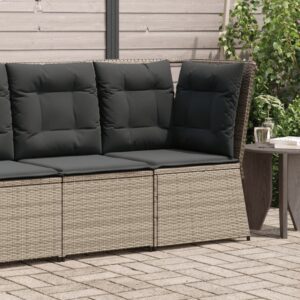 Szürke polyrattan kerti sarokkanapé párnával