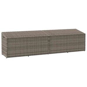 Szürke polyrattan kerti tárolóláda 220x50x58 cm