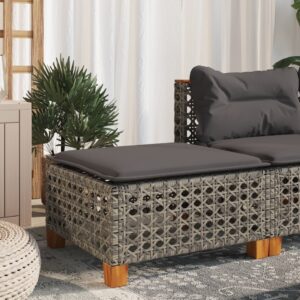 Szürke polyrattan kerti ülőke párnával 63