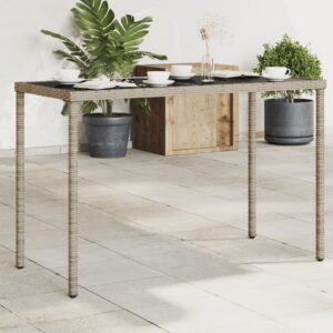 Szürke polyrattan üveglapos kerti asztal 115x54x74 cm