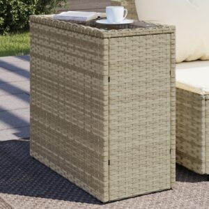 Vidaxlvilágosszürke polyrattan kerti kisasztal üveg lappal58x27