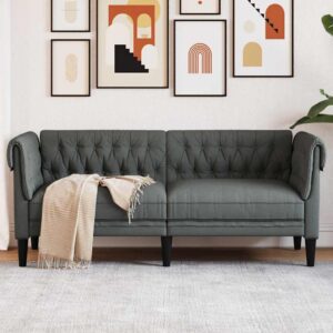 Chesterfield kanapé sötétszürke 182.5 x 74.5 x 74.5 cm szövet