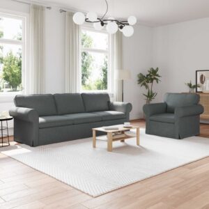 Kanapé 2 pcs sötétszürke fém