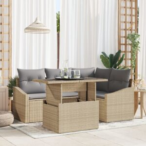 Kerti sofaszett 5 db bézs