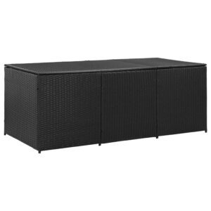 Fekete polyrattan kerti tárolóláda 180 x 90 x 75 cm