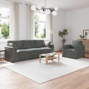 Kanapé 2 pcs sötétszürke 228 x 78 x 80 cm bársony