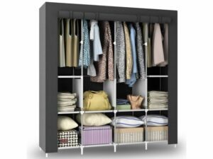 Retoo összecsukható 10 polcos textil Gardrób 165x45x 70cm - Szürke