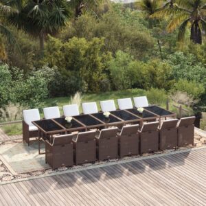15 részes barna polyrattan kerti étkezőgarnitúra párnákkal