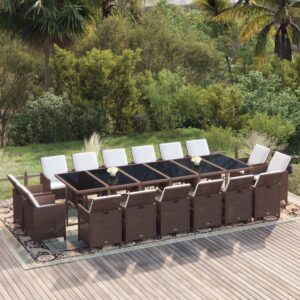 17 részes barna polyrattan kerti étkezőgarnitúra párnákkal