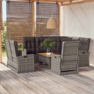 4 részes szürke polyrattan kerti ülőgarnitúra párnákkal