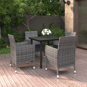 5 részes polyrattan és üveg kerti étkezőgarnitúra párnákkal