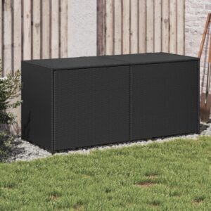 Fekete polyrattan kerti tárolóláda 283 l