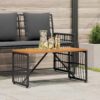 Kültéri asztal fekete 80 x 40 x 40 cm acél és poli rattan